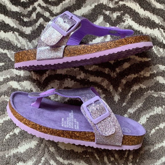 Lily & Dan—Purple Sparkle Glitter T-Strap Buckle Sandals (Size 11/12) - Picture 5 of 6